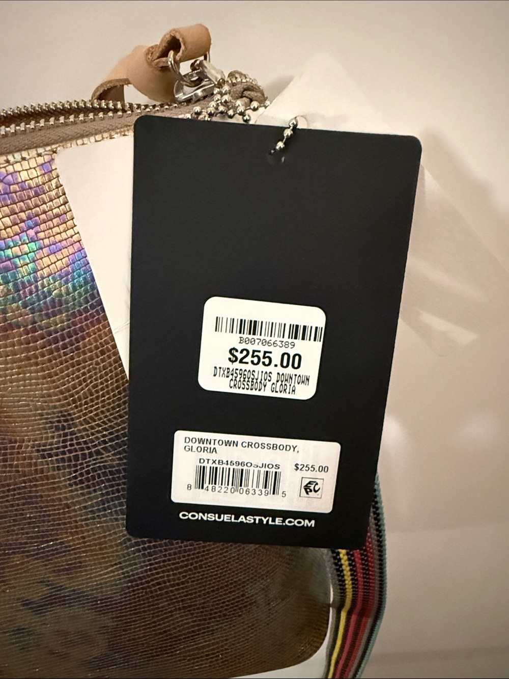 Consuela Iridescent Bronze Crossbody with Multicolor Strap - Picture 2 of 2